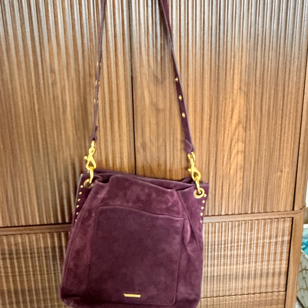 Rebecca Minkoff Plum Suede Shoulder Bag with Gold Hardware